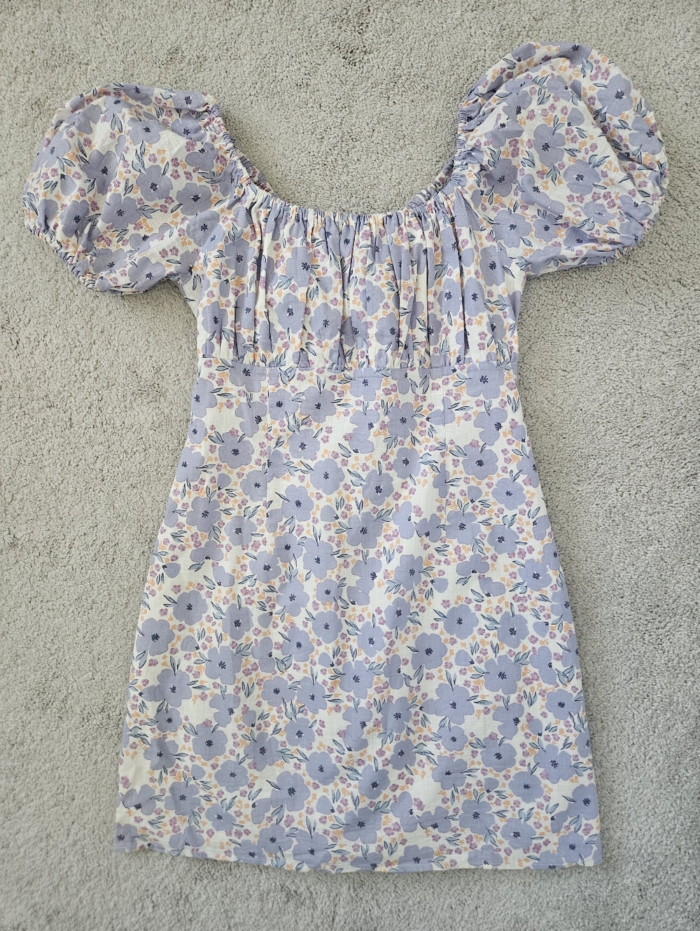 NWOT Sabo Skirt Enga Dress Cotton Floral Puff Shoulder Cut Out Mini Womens Large - Picture 7 of 9